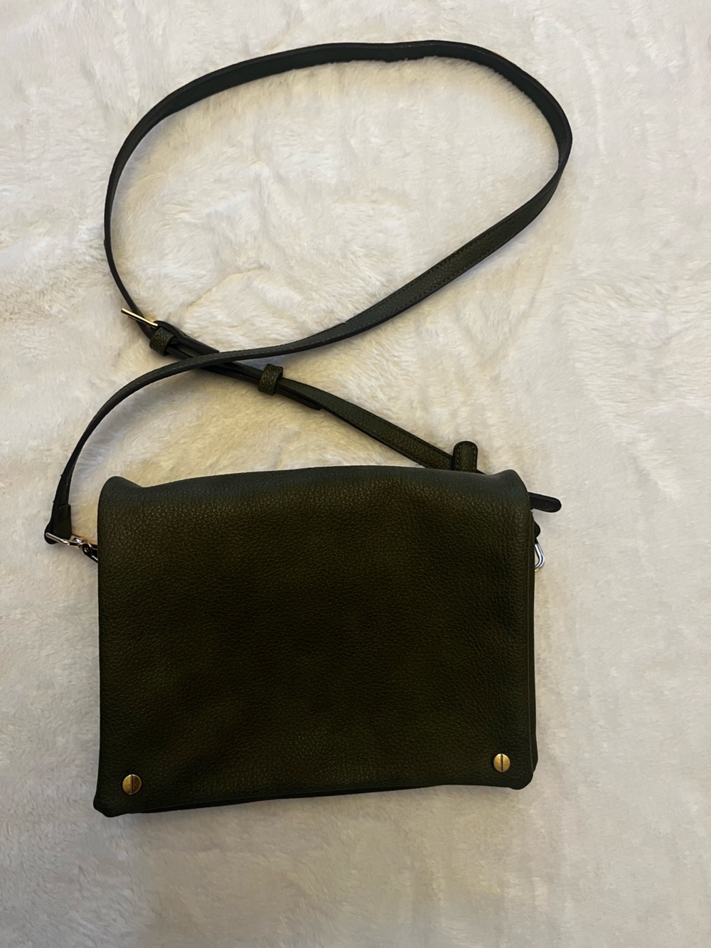 Street Level Dark Green Vegan Leather Crossbody Bag